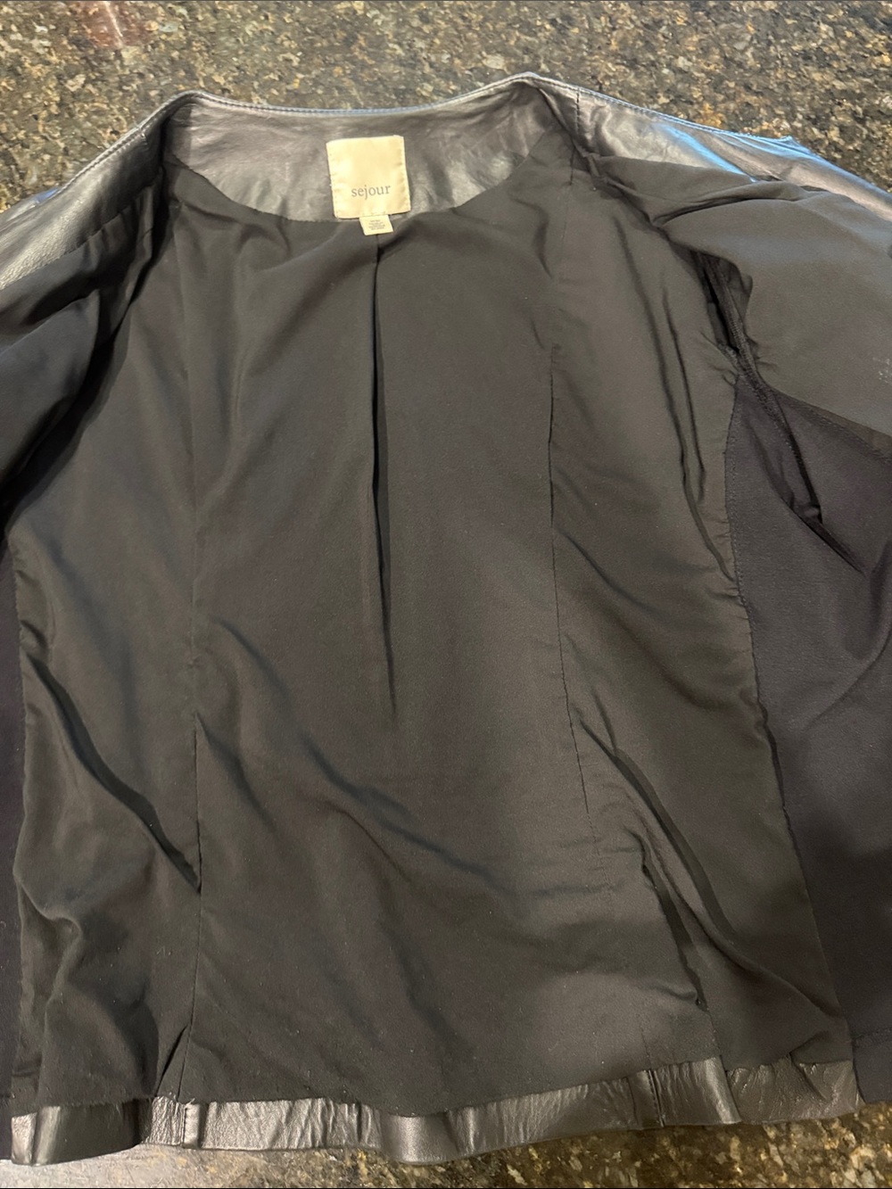 Sejour Black Leather Zip-Front Jacket - Picture 9 of 9